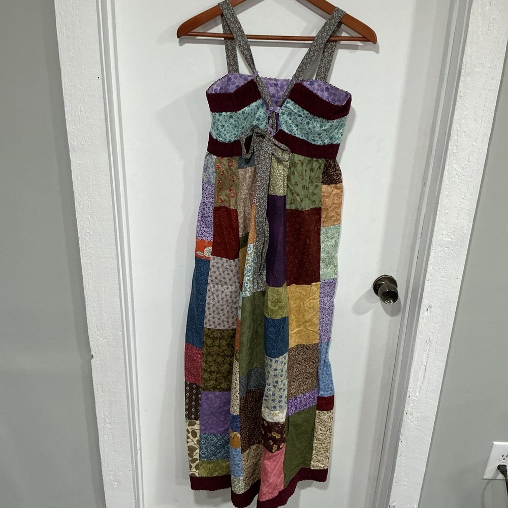 One-of-a-Kind Handmade Patchwork Maxi Dress - Boho, Cottagecore, Folk Size S/M - Picture 6 of 12